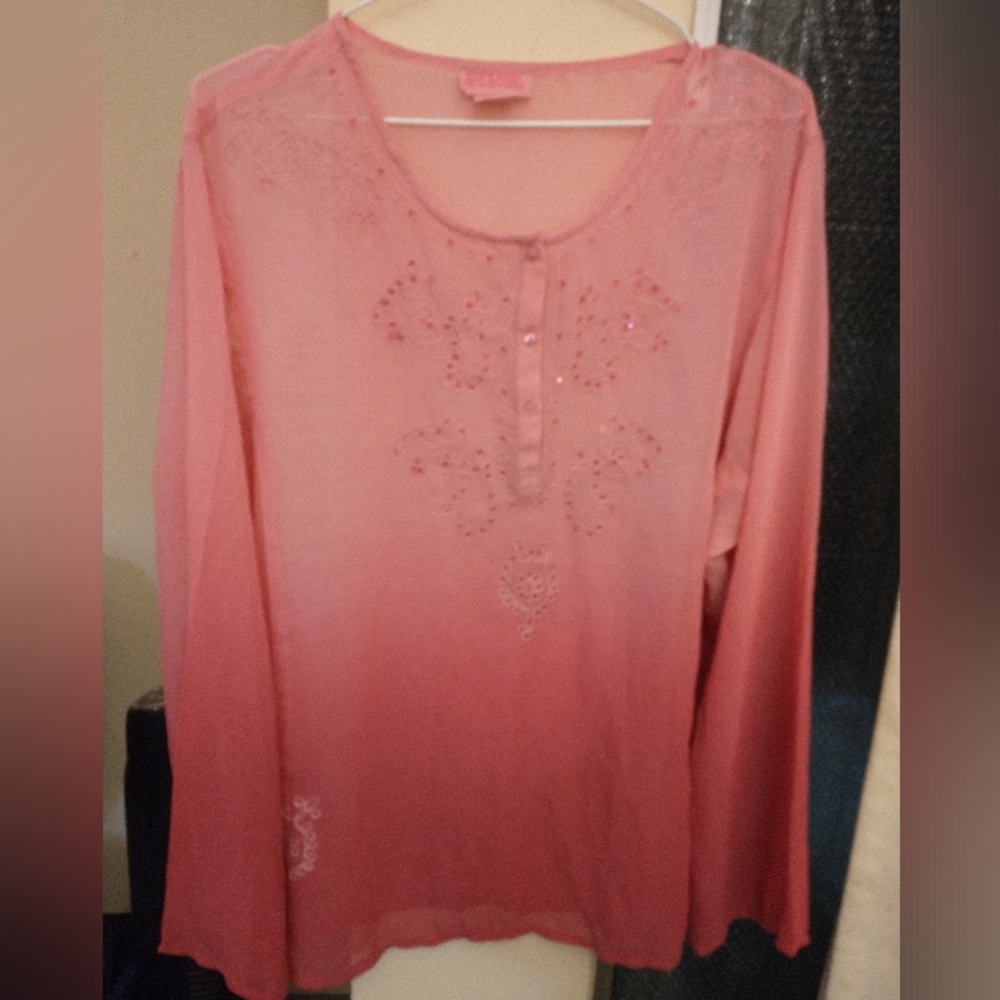 NEW!! OMBRE PINK LONG SLEEVE COVER UP / BLOUSE